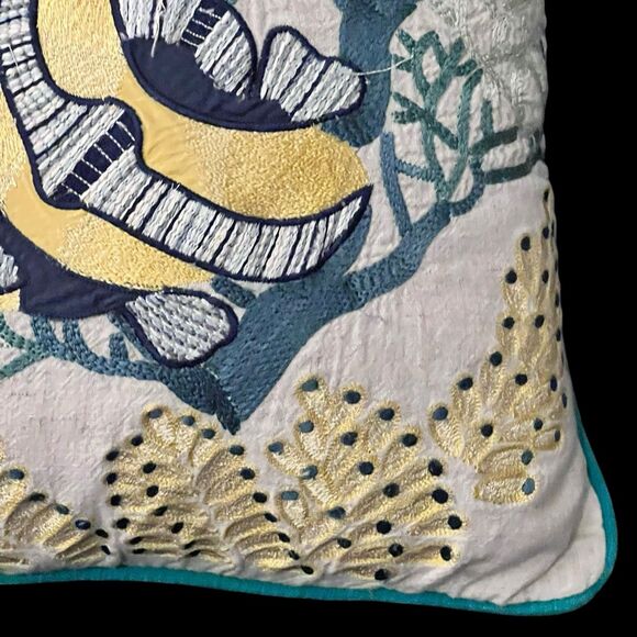 Pier 1 Embroidered Tropical Angelfish Accent Pillow - Picture 3 of 7